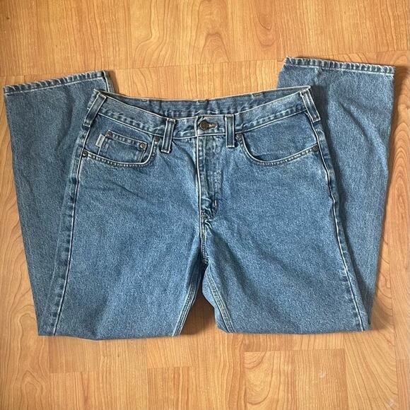 Carhartt VTG Jeans Unisex 35x30 Blue Denim Y2K Made in USA 100% Cotton - Picture 3 of 6